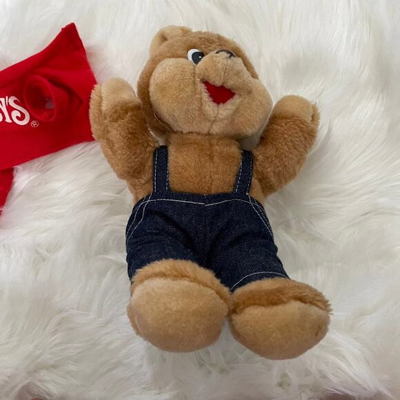 Vintage Shoneys Restaurant Bear Plush toy 10” Stuffed Animal Mascot Red Shirt - Picture 6 of 12